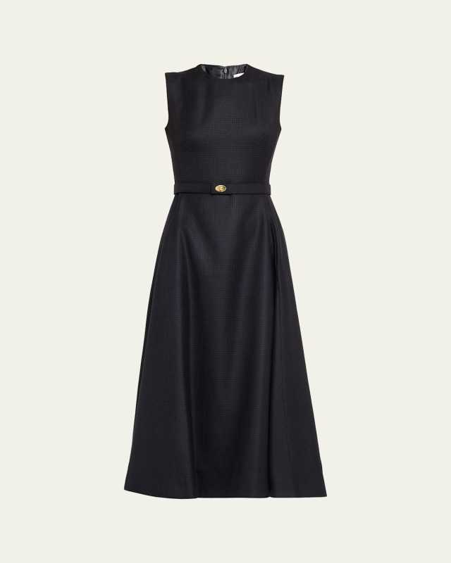 Amelia Prince Of Wales Belted Sleeveless Midi Dress